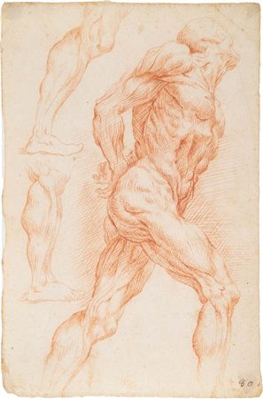 Scuola italiana del XVIII secolo Studio di scorticato Pietra rossa su carta...