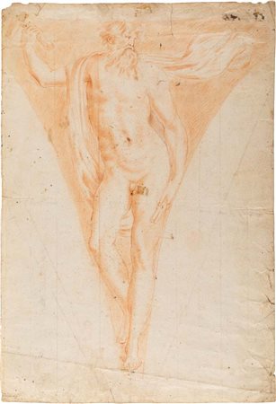 Scuola Romana del XVIII secolo Studio da Raffaello Pietra rossa su carta mm...