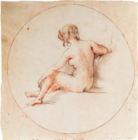 Scuola francese del XVIII secolo Studio di nudo femminile di spalle penna,...