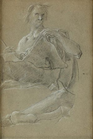 Scuola bolognese del XVIII secolo Studio di figure barbuta Pietra nera e...