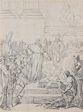 Scuola veneta del XVIII secolo San Domenico brucia i libri eretici China su...