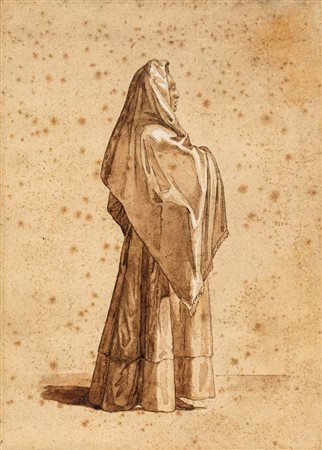 Scuola veneta del XVIII secolo Studio di donna ammantata Penna, inchiostro...