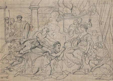 Scuola francese del XVIII secolo Assuero re di Persia sorprende Amanno mentre...