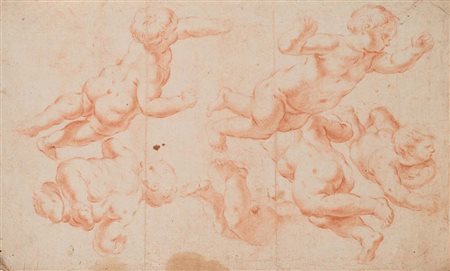 Scuola romana del XVII/XVIII secolo Recto: Sei putti in volo - Verso: Quattro...