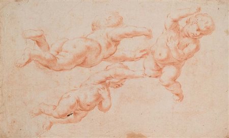Scuola romana del XVII/XVIII secolo Recto: Studio di quattro putti - Verso:...