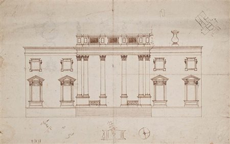 Scuola italiana del XVIII secolo Studio di villa China su carta mm 280x420