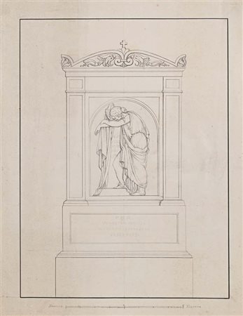 Scuola neoclassica fiorentina Studio di monumento funebre Matita e china su...