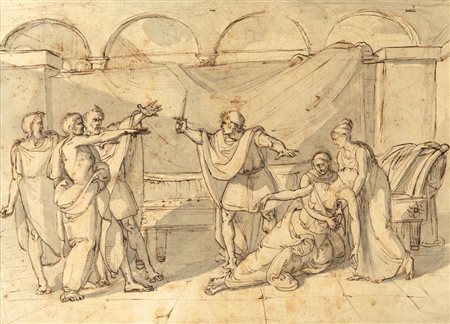 Vincenzo Gajassi (Roma, 1811 - Roma, 1861) Recto: Giuramento degli Orazi -...