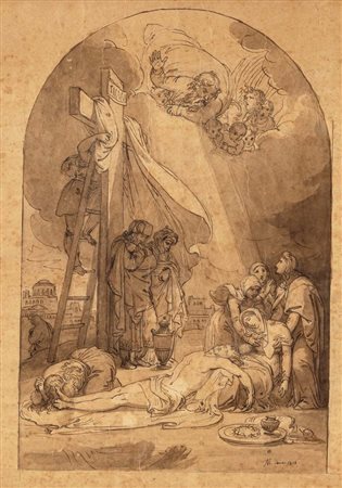 Tommaso Minardi (Faenza, 1787 - Roma, 1871) Studio per Deposizione 1816 Penna...