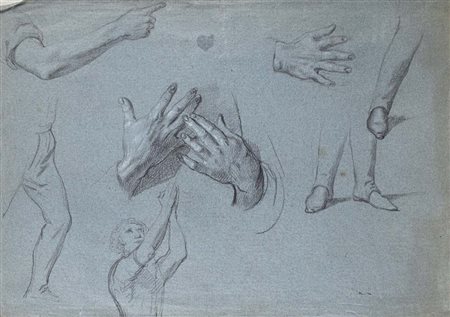 Scuola neoclassica fiorentina Recto: Studi anatomici di braccia e gambe e...