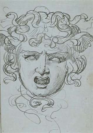 Scuola neoclassica italiana Recto: Studio di Medusa - Verso: Studio di volto...