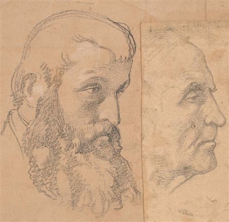 Alessandro Franchi (Prato, 1838 - Siena, 1914) Recto: Studio di testa barbute...