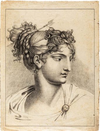 Scuola neoclassica francese Studio di Lucrezia Pietra nera su carta mm...