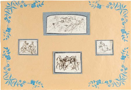 Scuola neoclassica italiana Studi di scene mitologiche Pietra nera e...