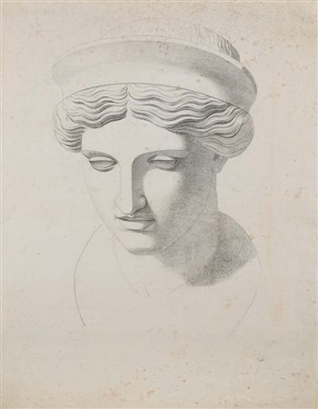 Scuola neoclassica romana Studio della Giunone Barberini Pietra nera su carta...