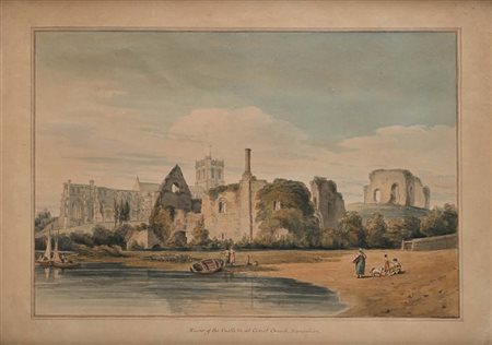 Scuola inglese del XIX secolo Ruins of the castle at Christ Church, Hampshire...