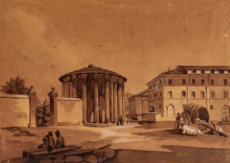 Scuola Italiana del XIX secolo Santa Maria in Cosmedin col Tempio di Vesta...