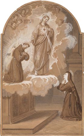 Scuola toscana del XIX secolo Apparizione del Sacro Cuore di Gesù a Santa...
