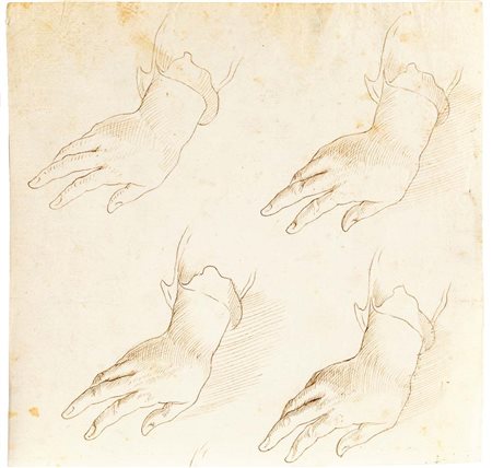 Scuola Romana del XVIII secolo studi di mani Inchiostro su carta mm 220x190