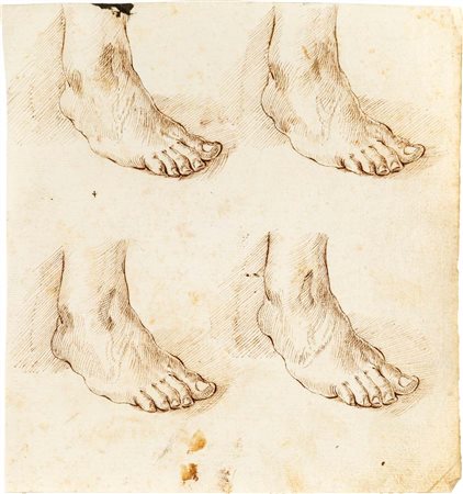Scuola Romana del XVIII secolo studi di piedi Inchiostro su carta mm 220x180