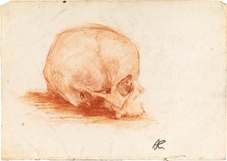 Scuola Italiana del XIX secolo Memento mori Pietra rossa su carta mm 210x300...
