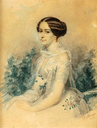 Julius Schoppe (Berlino, 1795 - Berlino, 1868) Ritratto di Gentildonna 1831...