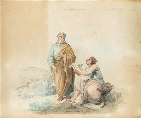 Antonio Muzzi (Bologna, 1815 - Bologna, 1894) Omero che detta Matita e...