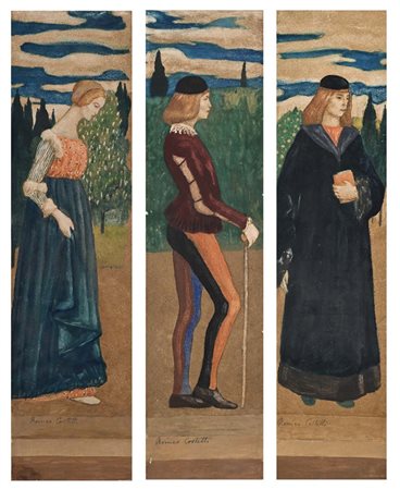 Romeo Costetti (Reggio Emilia, 1871 - Roma, 1957) Tre studi di figure con...