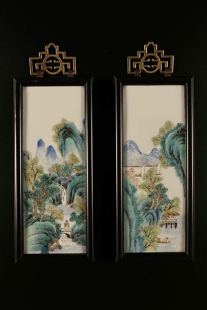 Arte Cinese Coppia di piastrelle Cina, periodo Repubblica, inizio XX secolo ....
