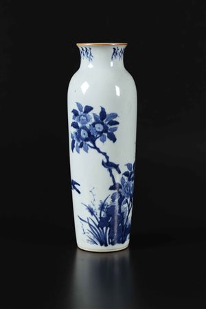 Arte Cinese Vaso in porcellana bianco/blu raffigurante fiori ed uccelli Cina,...