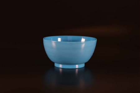 Arte Cinese Coppa in vetro di Pechino turchese marcata Yongzheng Cina,...