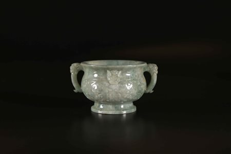 Arte Cinese Piccolo incensiere in giadeite Cina, inizio XX secolo. -. Cm...