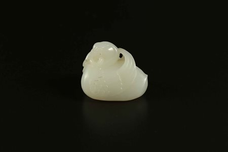 Arte Cinese Intaglio in giada raffigurante un'anatra Cina, XIX secolo. -. Cm...