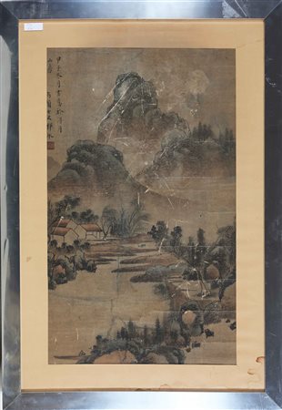 Arte Cinese Yun Bing (o scuola di, 1736 /1796 - 1821/1851 ca.) Paesaggio di...