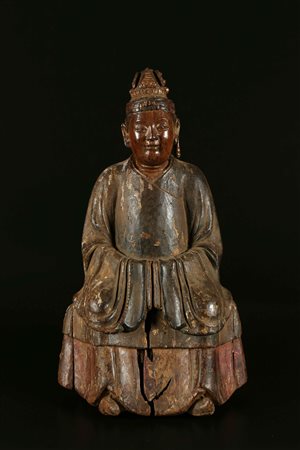 Arte Cinese Scultura in legno rappresentante un'antenata Cina, dinastia Ming,...