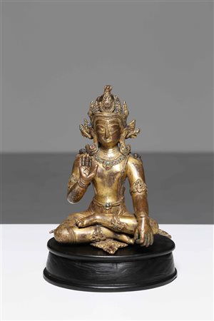 Arte Himalayana Importante statua in bronzo dorato raffigurante Tara Bianca...