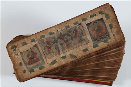 Arte Himalayana Libro Sutra con copertina Tibet, XIX secolo. -. Cm 51,00 x...