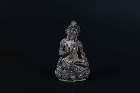 Arte Himalayana Piccola statua in legno intagliato raffigurante...