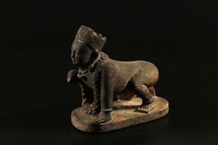 Arte Himalayana Krishna bambino in scisto Nepal, XVIII secolo . -. Cm 22,00 x...