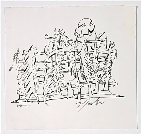 DANGELO SERGIO Milano (Mi) 1932 Dimenticato 1990 China su carta 19,50x20,50...