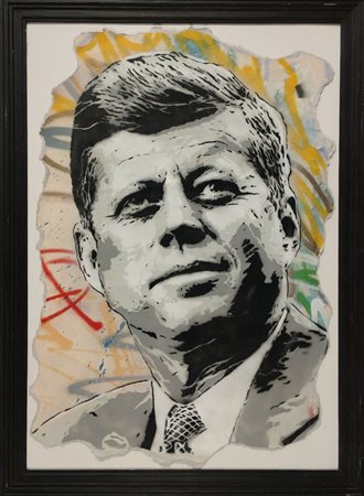 MART SIGNED Livorno (Li) 1988 Kennedy 2026 Acrilico e spray su cartoncino...