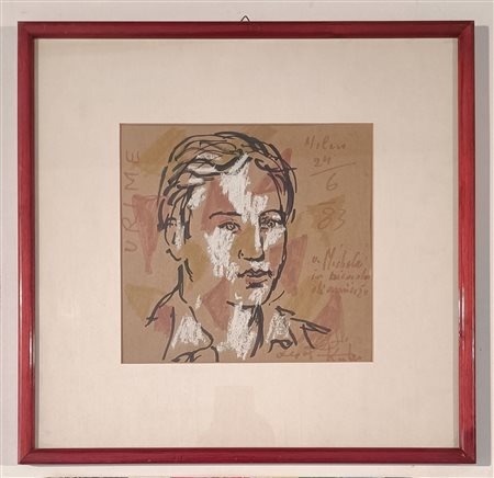 KODRA IBRAHIM Ishëm (Albania) 1918 Senza Titolo Mista su carta 23,00x23,00...