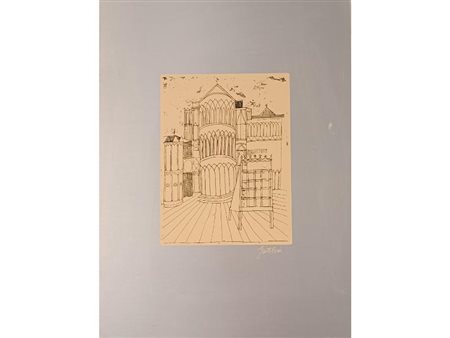 GENTILINI FRANCO Faenza (Ra) 1909 Cattedrale 1977 Serigrafia su alluminio es....