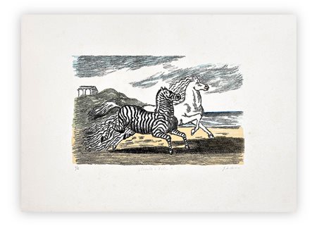 GIORGIO DE CHIRICO (1888-1978) - Cavallo e zebra, 1974
