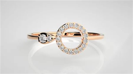 ANELLO ORO ROSA 14K CON DIAMANTI 0.09 CT - DOC-0025527-0036