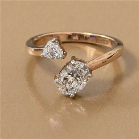 ANNELLO DI FIDANZAMENTO IN ORO GIALLO 14K CON DIAMANTE OVALE DA LAB-GROWN DA 0,97 CT - DOC-0023499-0001
