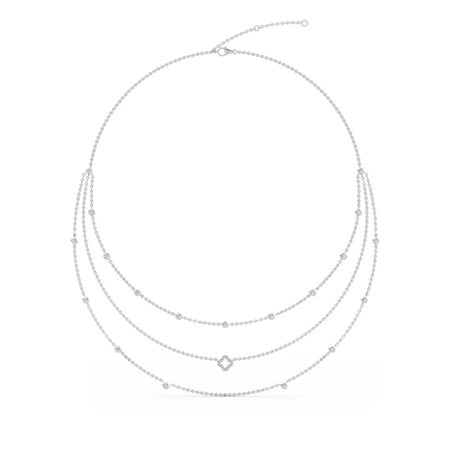 COLLANA MULTISTRATO IN ORO BIANCO 14K CON DIAMANTI COLTIVATI IN LABORATORIO 1.33 CT DOC-0039213-0002