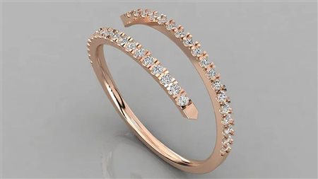 ANELLO ORO ROSA 14K CON DIAMANTI 0.18 CT - DOC-0036866-0036