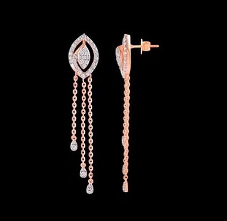 ORECCHINI PENDENTI IN ORO ROSA 14K CON DIAMANTI LAB GROWN 0.20 CT DOC-0014428-0008