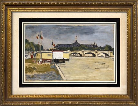 Orfeo Tamburi  
Imbarcadero al Pont de la Concorde 1951
Olio su tela 38x61 cm